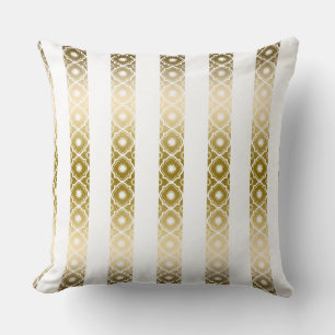 Almofada Listras Dourados e brancas & Quatrefoil 2