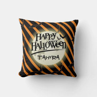 Almofada Listras e Morcegos de Halloween
