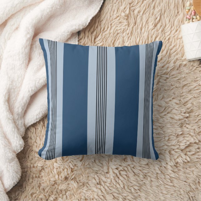 Almofada Listras Elegantes Estilo Cabana Azul Claro Azul (Cobertor)