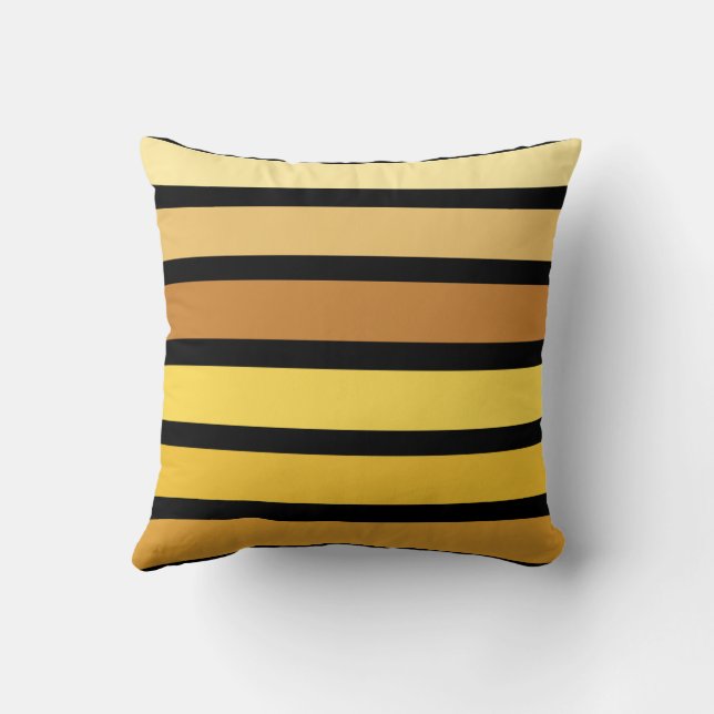 Almofada Listras em Tons de Amarelo Dourado no Preto  (Verso)