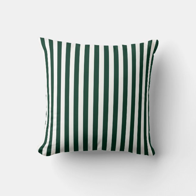 Almofada Listras finas - Verde branco e verde escuro (Frente)