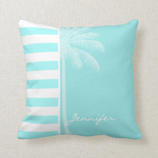 Almofada Listras Horizontais Celeste; Palma