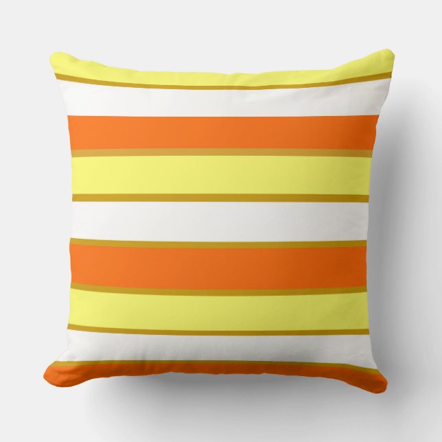 Almofada Listras Laranja, Amarelo e Branco (Frente)