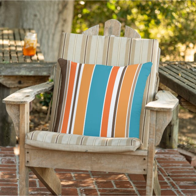 Almofada Listras Laranja Sienna Azul Teal Ocre Amarelo Bran (Cadeira)