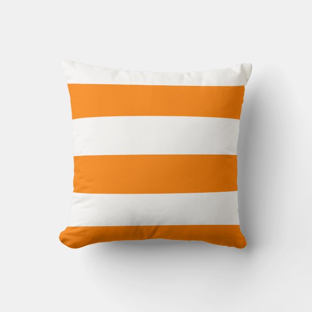 Almofada Listras largas - branco e laranja (Frente)