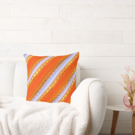 Almofada Listras largas no gelo ao estilo de rendas laranja