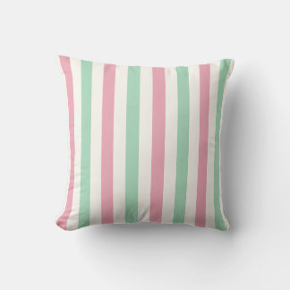 Almofada Listras Pastel de Rosa, Verde-Menta e Branco