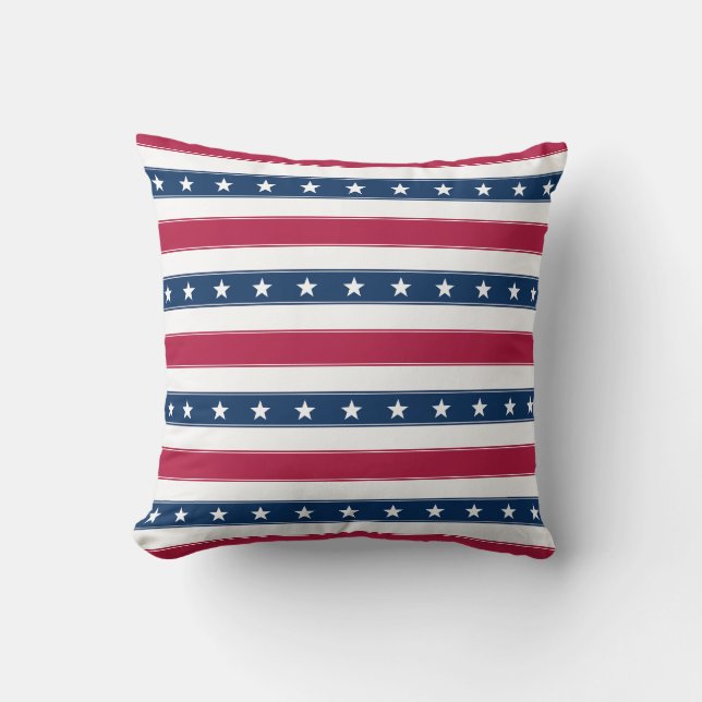 Almofada Listras Patrióticas com Estrelas (horizontal) (Frente)