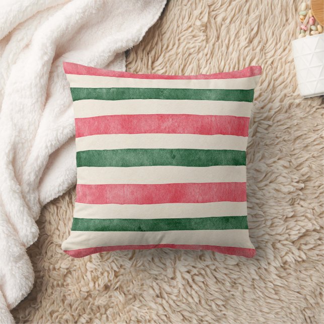 Almofada Listras Pontos Verde Creme Rosa (Cobertor)