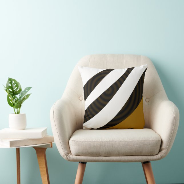 Almofada Listras Preto Branco Marrom Elegantes Modernas e S (Cadeira)