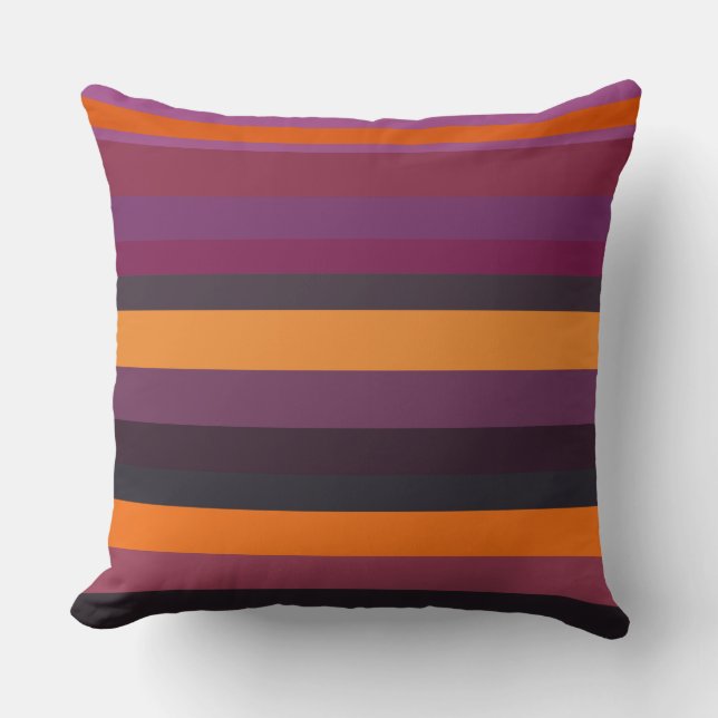 Almofada Listras rosa, púrpura e laranja (Frente)