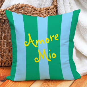 Almofada Listras Verdes e Azuis Vibrantes Amore Mio