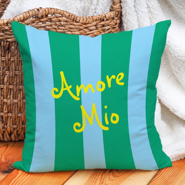 Almofada Listras Verdes e Azuis Vibrantes | Amore Mio (Criador carregado)