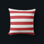 Almofada Listras Vermelhas Escuras e Brancas<br><div class="desc">Uma almofada decorativa projetada com um padrão listrado de vermelho escuro e branco. Personalize a cor vermelha, tamanho do padrão entre outras opções.</div>