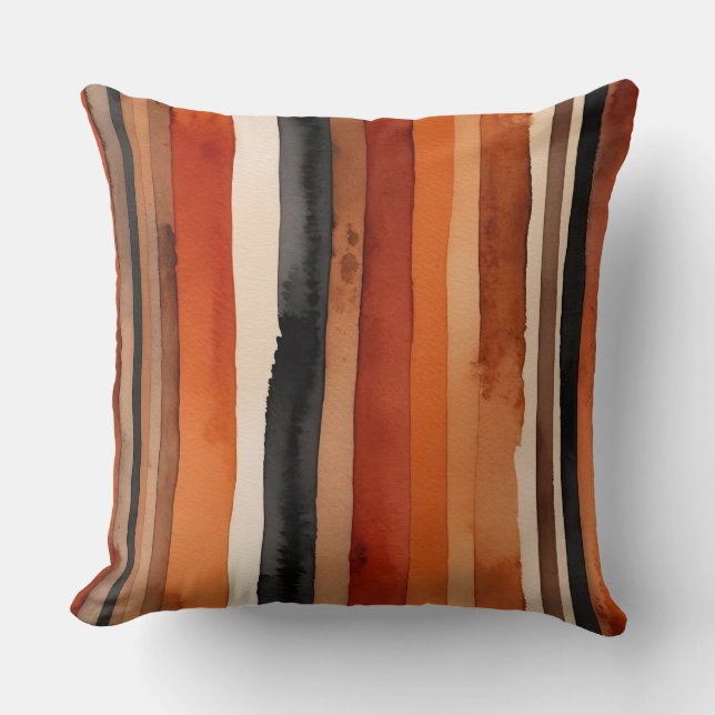 Almofada Listras vermelhas, pretas e beges (Frente)