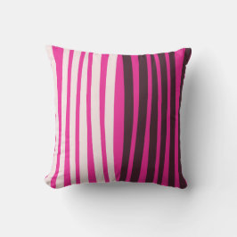 Almofada Listras verticais brancas e pretas cor-de-rosa