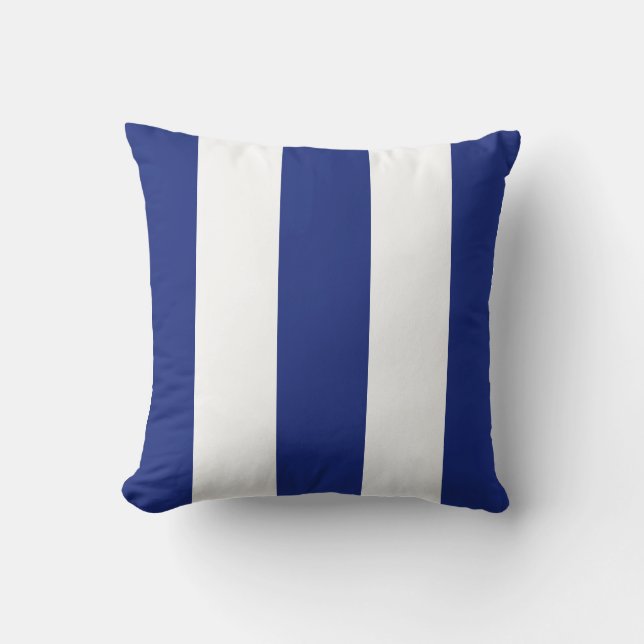 Almofada Listras verticais clássicas em azul marinho e bran (Frente)