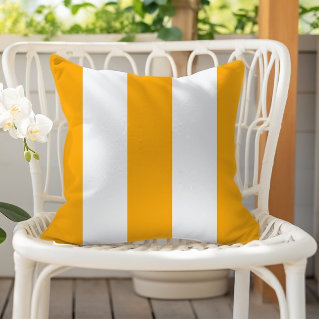 Almofada Listras Verticais de Cabana Amarelo Açafrão e Bran (Criador carregado)