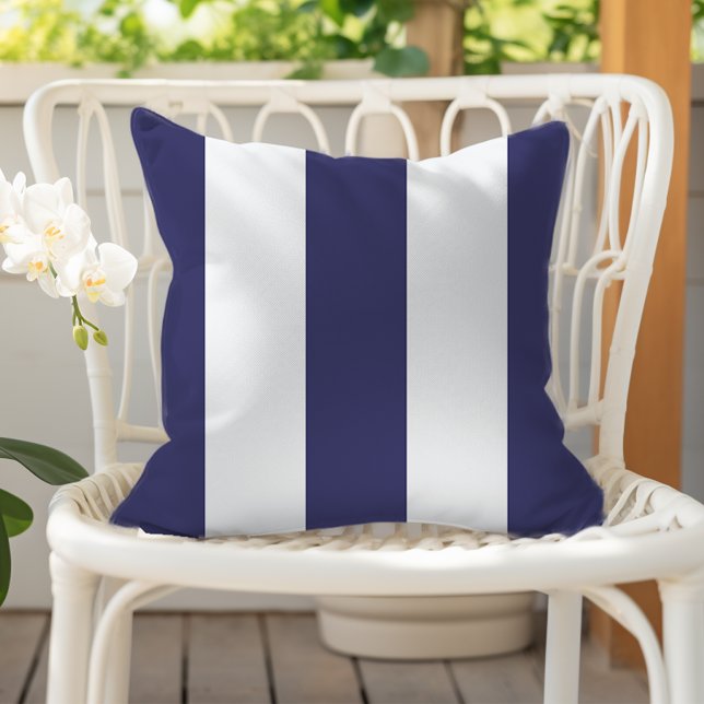 Almofada Listras Verticais de Toldo Azul Marinho e Branco (Criador carregado)