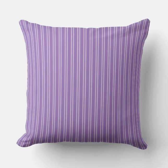 Almofada Listras Verticais: Design Branco e Roxo (Frente)