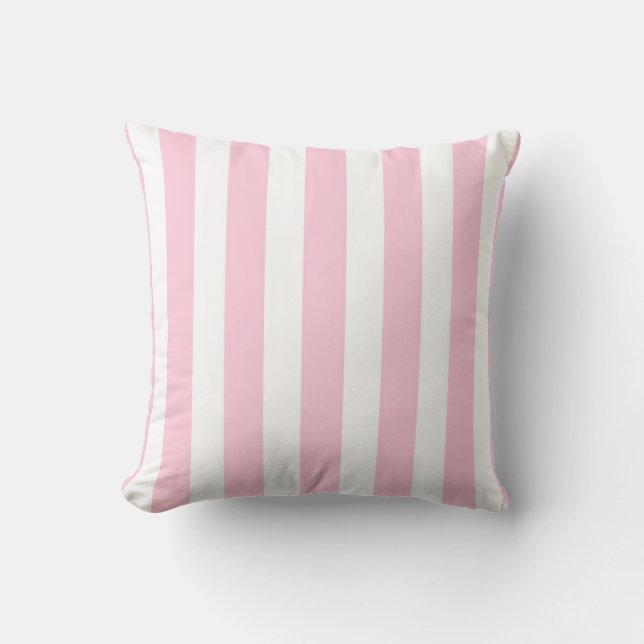 Almofada Listras Verticais Rosa e Branco Shabby Chic Listra (Frente)