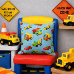 Almofada Little Builder Colorful Cars & Construction Trucks<br><div class="desc">Little Builder Colorful Cars & Construction Trucks Throw Pillow 🛠️Add a playful pop to your child’s space with this vibrant throw pillow featuring cartoon-style construction trucks, race cars, and colorful vehicles on a cheerful blue checkered background. Perfect for boys’ bedrooms, playrooms, or transportation-themed nurseries, this pillow brings fun and energy...</div>