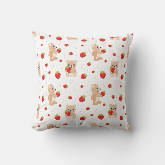 Almofada Little teddy bear with strawberry (Frente)