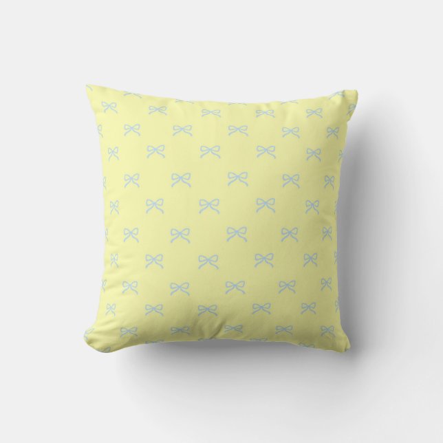 Almofada Little Yellow & Blue Bow Girly Coquette  (Frente)
