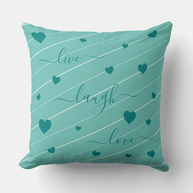 Almofada Live Laugh Love Hearts Travesseiro decorativo (Frente)