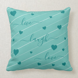Almofada Live Laugh Love Hearts Travesseiro decorativo