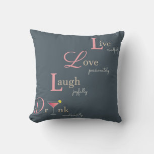 Almofada Live Love Laugh e Beba cocktail
