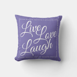 Almofada Live Love Laugh Elegante White Script em Roxo
