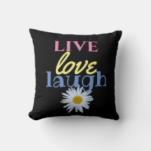 Live Love Laugh Travesseiro decorativo Negro color