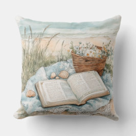 Almofada LIVRO DE ACRÉSCIMO EM Aquarela E FLORES NA PRAIA