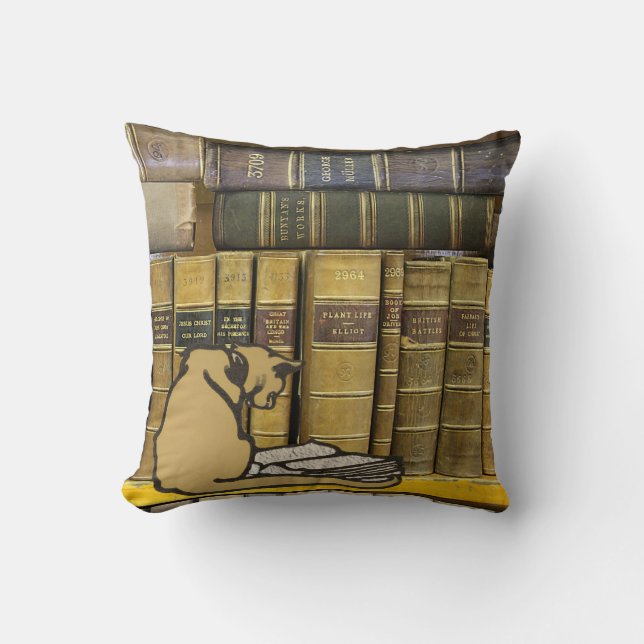 Almofada Livro de leitura do gato da biblioteca dos (Frente)