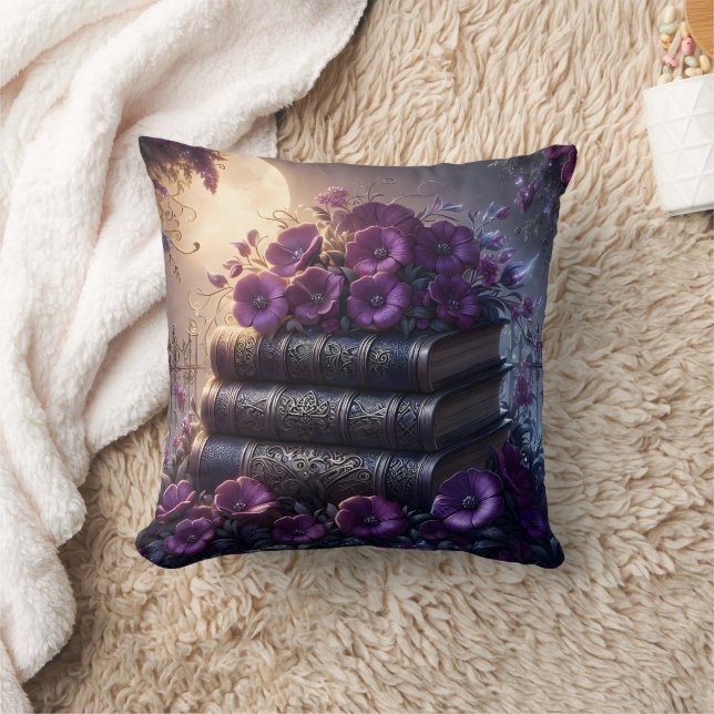 Almofada Livro Gótico Roxo Floral (Cobertor)