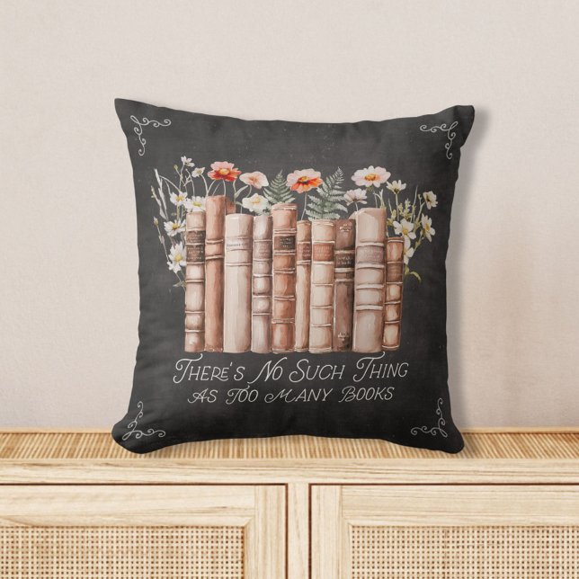 Almofada Livros com Flores e Citação em Quadro Negro (in situ)