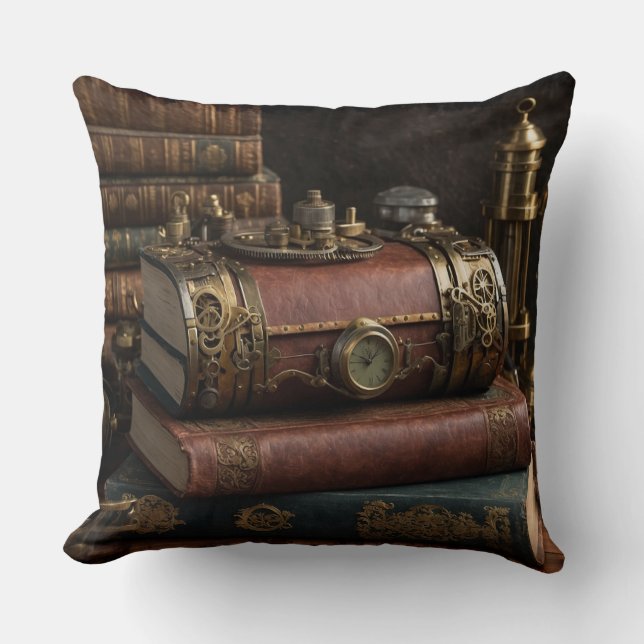 Almofada Livros de Vintage Steampunk (Frente)