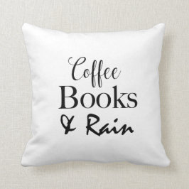 Almofada Livros do café & travesseiro decorativo da chuva