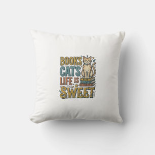 Almofada Livros Gatos A Vida É Doce Design Para Leitor de G