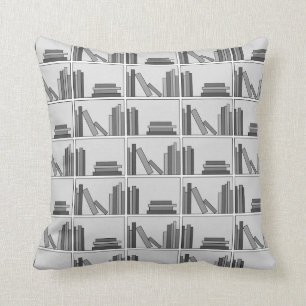 Almofada Livros na prateleira. Monocromático