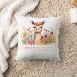 Almofada Llamas Personalizadas Flores Silvestres Aquarela B