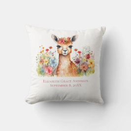 Almofada Llamas Personalizadas Flores Silvestres Aquarela B