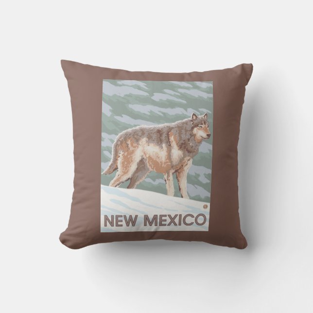 Almofada Lobo cinzento StandingNew México (Frente)