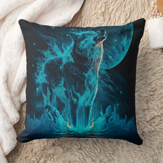 Almofada Lobo de Fogo Azul (Cobertor)