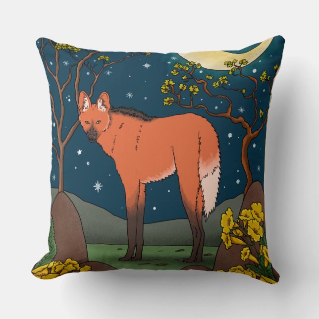 Almofada  Lobo Guará e a flor de ipê - Animais Brasileiros (Frente)