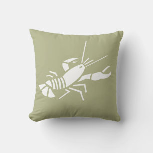 Almofada LOBSTER WHITE no travesseiro verde khaki