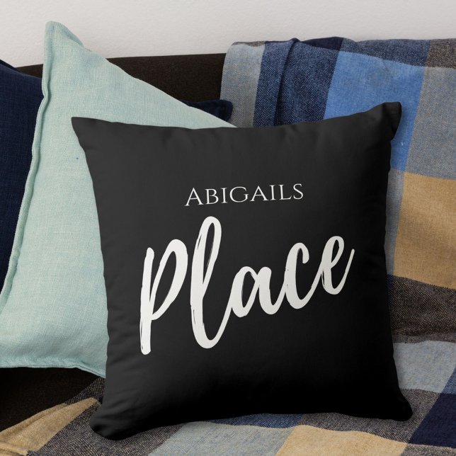 Almofada Local de Nome Personalizado Preto (Criador carregado)