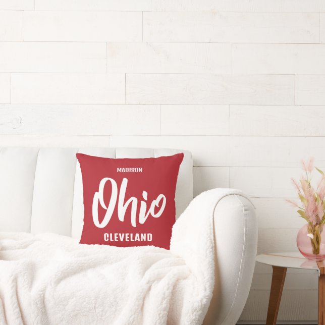 Almofada Localização Personalizada, Nome & Cor Ohio (Sofá)