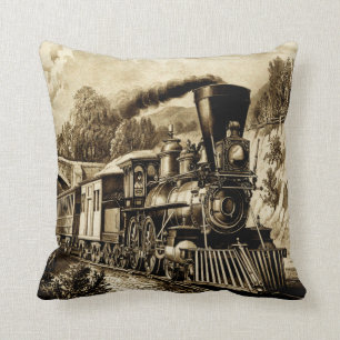 Almofada Locomotiva Vintage do Motor do Comboio a Vapor